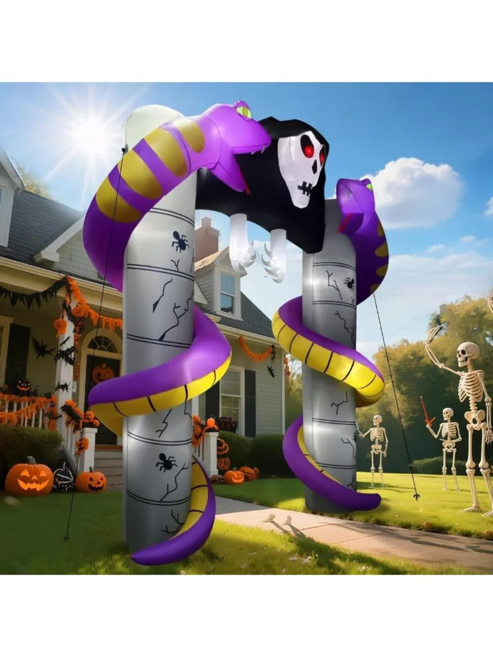 10FT Inflatable Ghost Archway - Scary Halloween Yard Decor with LEDs for Parties